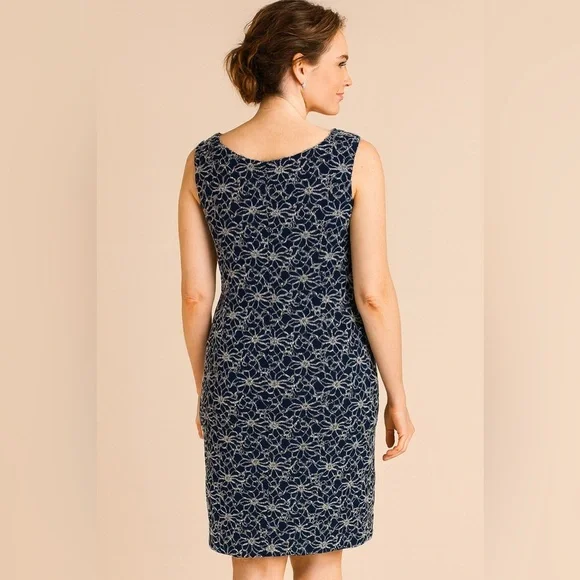 Dress Barn Elegant Navy and Cream Midi Dress - Picture 4 of 7